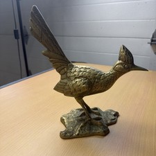 Vintage Mid Century Brass Roadrunner Large Roadrunner Bird Figure Southwest picture