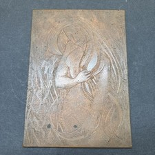 Beautiful Vintage Letterpress Ornate Women On Copper Plate 5”x7” picture