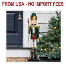 3 Ft. Classic Green Wooden Holiday Nutcracker with Golden Scepter for Christmas picture