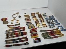 Vintage US Military Ribbon Insignia Lot Sterling NS Meyer Gemsco 70+ Pieces picture