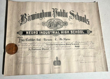 1925 Vintage Industrial High School Birmingham Alabama Diploma Black Americana picture