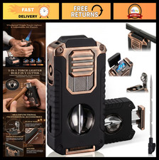 5-in-1 Butane Torch Lighter, Triple Jet Flame, Windproof, Refillable, Visible Fu picture
