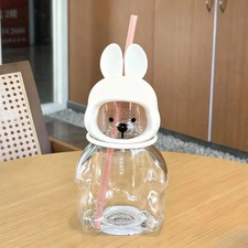 Hot Starbucks China 2024 Mid-Autumn Festival Rabbit Bear 20oz Glass Straw Cup picture