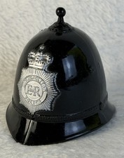 Vintage H Seener Black Bobby Helmet Metropolitan Police ER Crown Hand Bell RARE picture