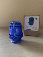 NIB Weishar Cobalt Blue Carnival Glass MINI Courting Fairy Lamp Moon And Stars picture