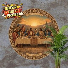 Jesus And The Twelve Disciples Round Tin Sign Sacred Religious Faith Plaque 8x8 picture