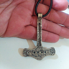 Ancient Antique Viking Thor's Hammer  Silver Amulet Talisman Scandinavian Nordic picture