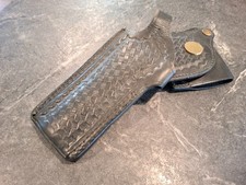 Vtg Mixon 97 SLC 716 Holster DUTY TYPE VTG POLICE HOLSTER BLACK BASKETWEAVE picture