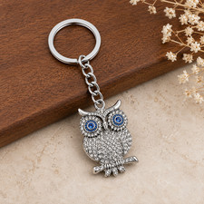 Silver Owl Designer Keychain Charm - 1 Pc. picture