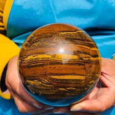 3.49LB Large  Natural Tiger's Eye Ball Quartz Crystal Sphere Gem Healing Décor picture