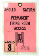 VTG Rare Original NASA Apollo 8 Firing Room Pass Permanent Access Employee Badge picture
