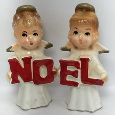 Vintage Christmas Brinn Noel Angel Salt & Pepper Shakers Figurines Japan READ picture