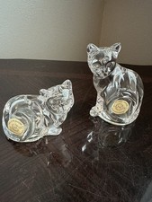 Lenox Clear Glass Set 2 Cats Lead Crystal picture