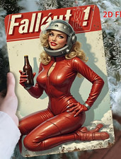 FALLOUT Metal Sign | Female Character -ADVERTISEMENT From Game NEW 8x12 picture