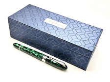 RARE MONTEGRAPPA LIBERTY MALACHITE CELLULOID STERLING SILVER FOUNTAIN PEN 18K M picture