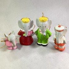 Rare Vintage 1979 Schmid King Babar Queen Celeste & Children Ornaments Set Of 4 picture