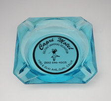Vintage Marketing Ashtray Motel Capri Ojai California CA Golfing RARE BLUE GLASS picture