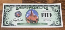 Disney Thunder Mountain $5 Dollar 2014 A Series 5 Digit Serial Uncirculated picture