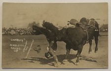 Sharkey Cowboy Being Thrown Falling Pendleton OR Oregon c1913 RPPC Postcard picture
