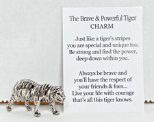 Ganz Brave & Powerful TIGER Charm Figurine +Card Have Courage Be Strong 1 1/4