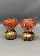 2 Lot Vtg Dolly Gram Western Union HAPPY BIRTHDAY Felt Stuffed Doll Red Hair Box picture