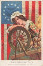 Vintage 4th of July Patriotic Postcard Betsy Ross Flag Colonial Advertising 1908 picture