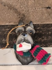 Vintage Schnauzer Christmas Ornament Ceramic Ron Gordon Designs Inc. Japan picture