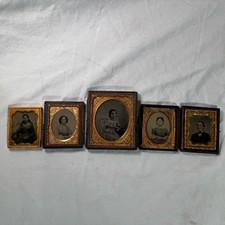 5 Lot Of Civil War Era Antique Ambrotype & Daguerreotype Half Case Photographs picture