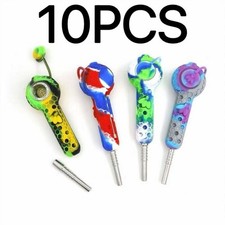 10PCS Portable Random Color Honeycomb Silicone Pipe with Glass Bowl and Cap picture