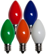 25 C7 Multicolor Ceramic Incandescent Christmas Light Bulbs 5 Watt E12 Base picture