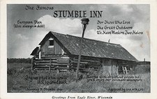 Postcard WI: Greetings from Eagle River, Wisconsin, Stumble Inn 1948 picture