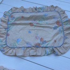 Vintage Sears Perma Prest Pillow Shams Set 2 Floral Ruffle Made USA Cottage picture