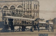 Christchurch New Zealand Trams Trolleys Off to Sumner RPPC Postcard COPY picture