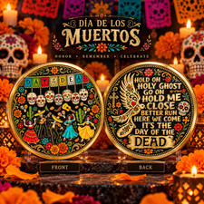 Day of the Dead Commemorative Coin Sugar Skull Holy Ghost Mexican Token Gift picture