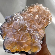 Natural Cubic Phantom Fluorite Cluster Double-Sided Fluorescent Mineral Specimen picture