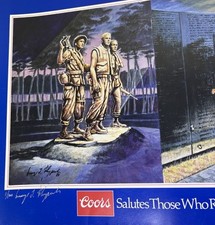 Poster Vietnam Memorial Wall VTG  1/100 Signed Skypeck Military Coors picture