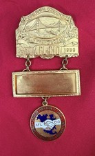 Vtg 1959 AFL-CIO 3rd Biennial Convention Blank Badge San Francisco Bastian Gold picture