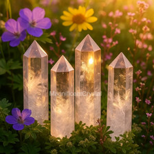 2025NEW 1pc Clear Quartz Tower Point Crystal White Crystal Obelisk Healing Gifts picture