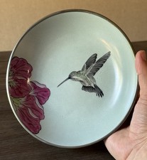 Vintage RUBICON Hand Painted Plate Flower & Hummingbird 7.5” Diameter picture