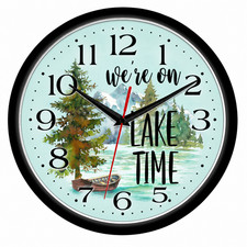 We’re On Lake Time 10 Inch Wall Clock Cabin Lake House Rustic Lodge  | Quartz picture