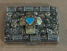 Artisan Folk‑Art Assemblage Cigarette Case – Milagro‑Style Pendants – 9.6ozs picture