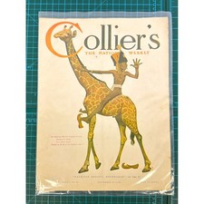 Antique 1906 Colliers Magazine Cover Sept 22 Egyptian Pharaoh Giraffe Art Print picture