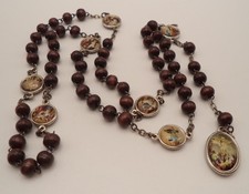Vintage Seven Sorrows of Mary Rosary Chaplet Servite Wood Beads Mater Dolorosa picture