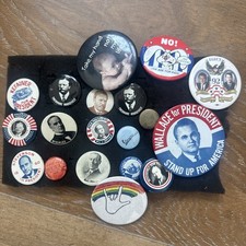 Vintage Political Campaign Pinback Button Lot Presidents Advertising Mixed Era picture