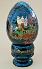 Vinage Russian Black Lacque Hand Painted 4 Maidens Fairy Tale Egg 4