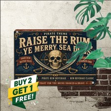 Pirate Rum Beverage Metal Sign Retro Caribbean Bar Pub Wall Decoration picture