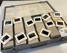Huge 35mm Vintage Photo Slide Lot 750+ Metal Box Travel Archive 1960-1970s NYC picture