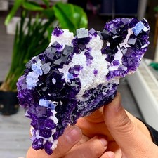 200G Rare transparent purple blue cubic fluorite mineral crystal sample/China picture