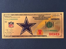 Dallas Cowboys Gold Foil Plated Novelty Football Team Banknote Collectible picture