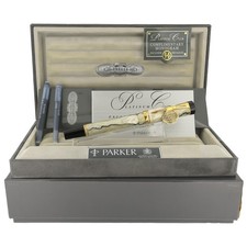 1994 PARKER DUOFOLD INTERNATIONAL BLACK & PEARL 18K BROAD NIB FOUNTAIN PEN picture